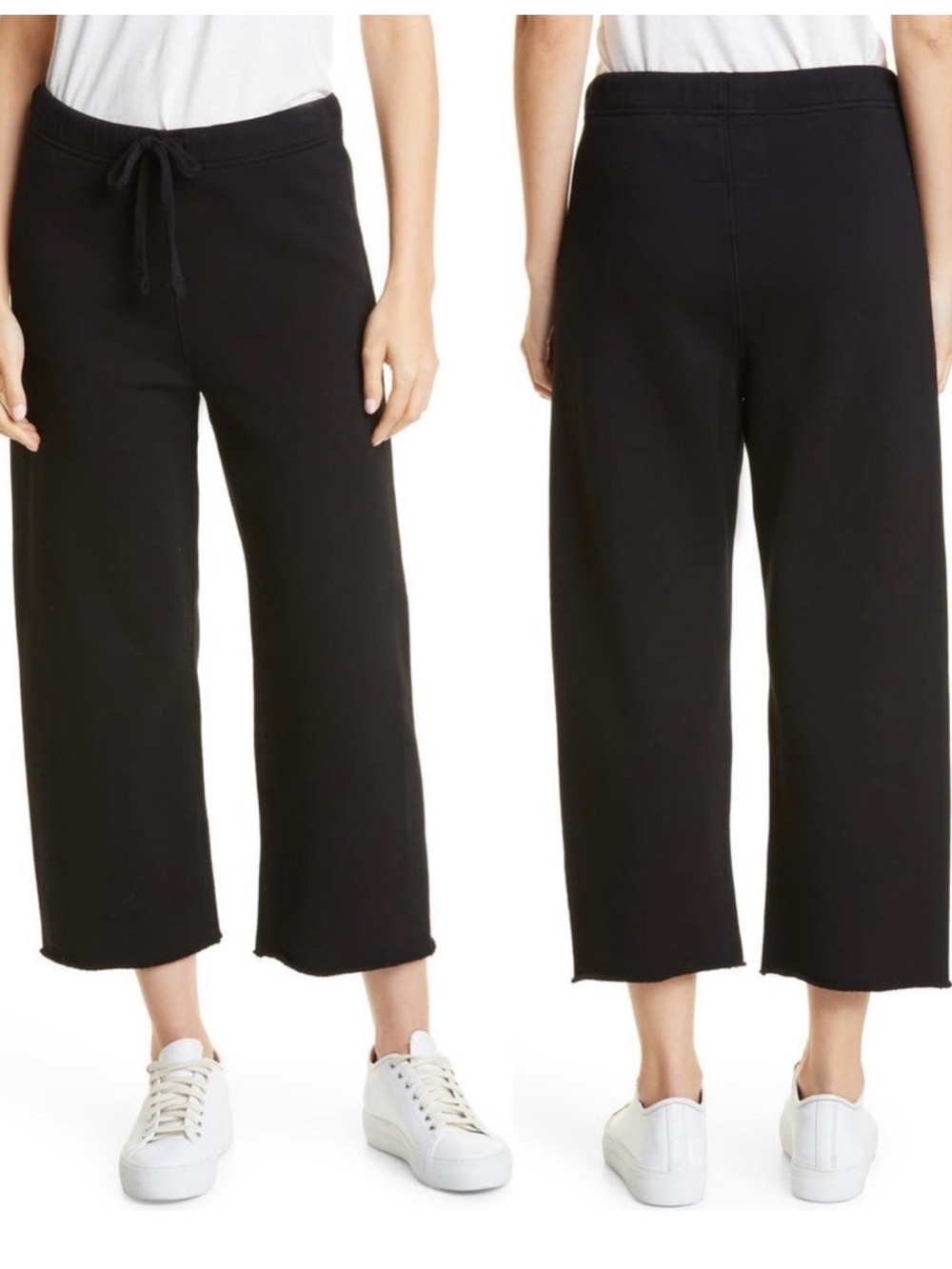 Frank and Eileen Wide Leg Crop Sweat Pants Size Large Pull On Cotton